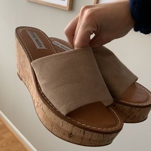Tan Steve Madden slip on heels